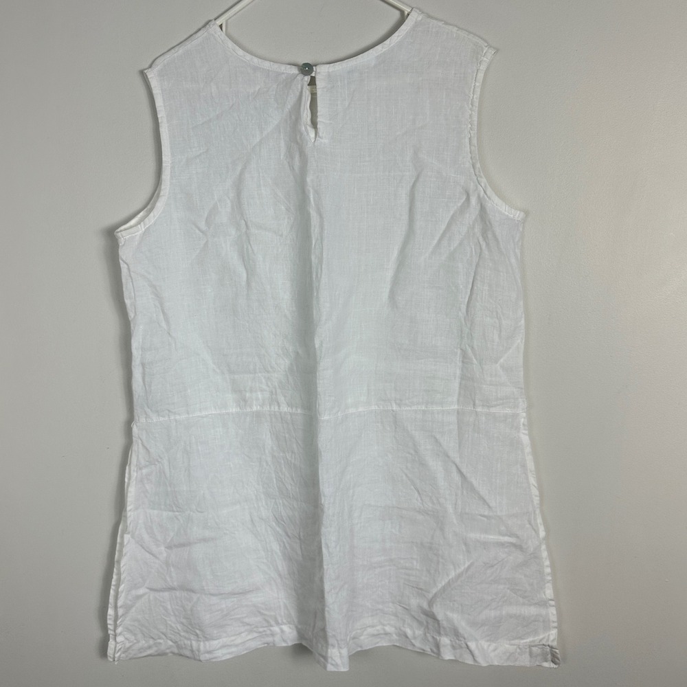 Bryn Walker 100% Linen White Tunic Top Womens Size XL Layering Lagenlook Minimal - Picture 3 of 13